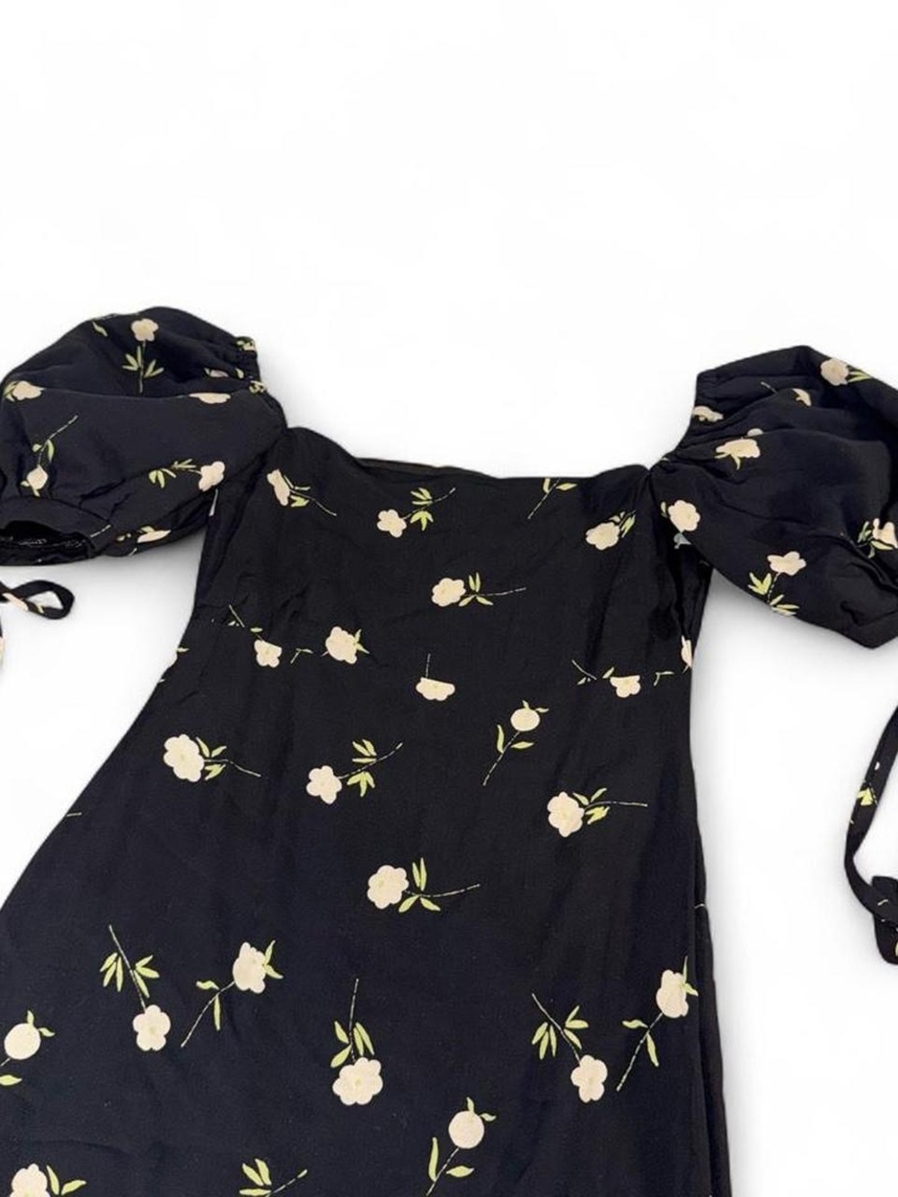 Olivia Rose The Label Black Floral Puff Sleeve Midi Dress | Size S - Picture 6 of 8